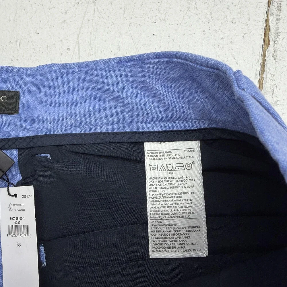 Banana Republic Shorts Mens 33 Blue Chino Core Temp Linen Blend 9 Inseam Casual